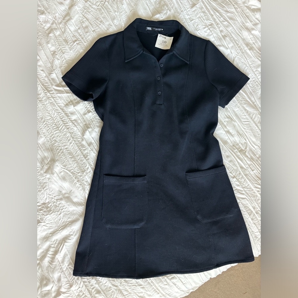 New With Tags Zara Blue Button Up Dress